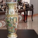 گلدان 30 سانت نقاشی دست برجسته هندی قدیمی 70سال قدمت